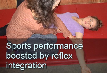 Movement therapy. Text: Sport performance boosted by reflex integration.