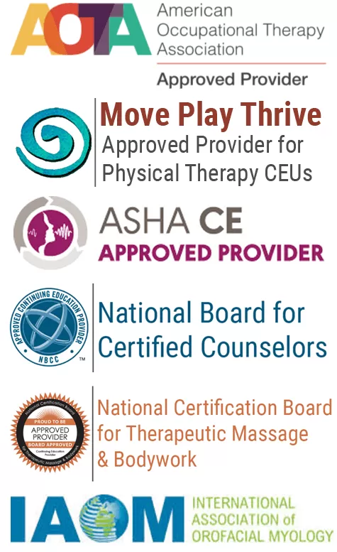 Logos of agencies that can get continuing education units from the First Level course