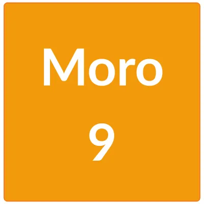 Orange graphic with white text: Moro 9