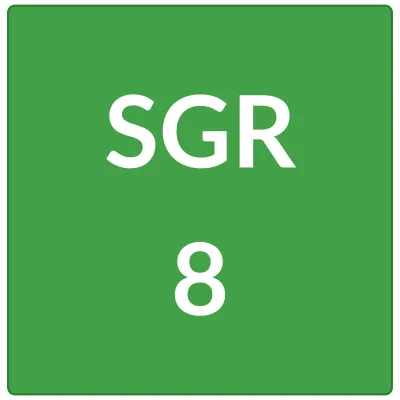 Green graphic with white text: SGR 8