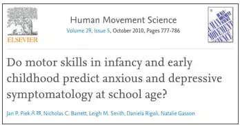 Image from Human Movement Science Journal. Text: Do motor skills in infancy and early childhood predict anxious and depressive symptomatology at school age?