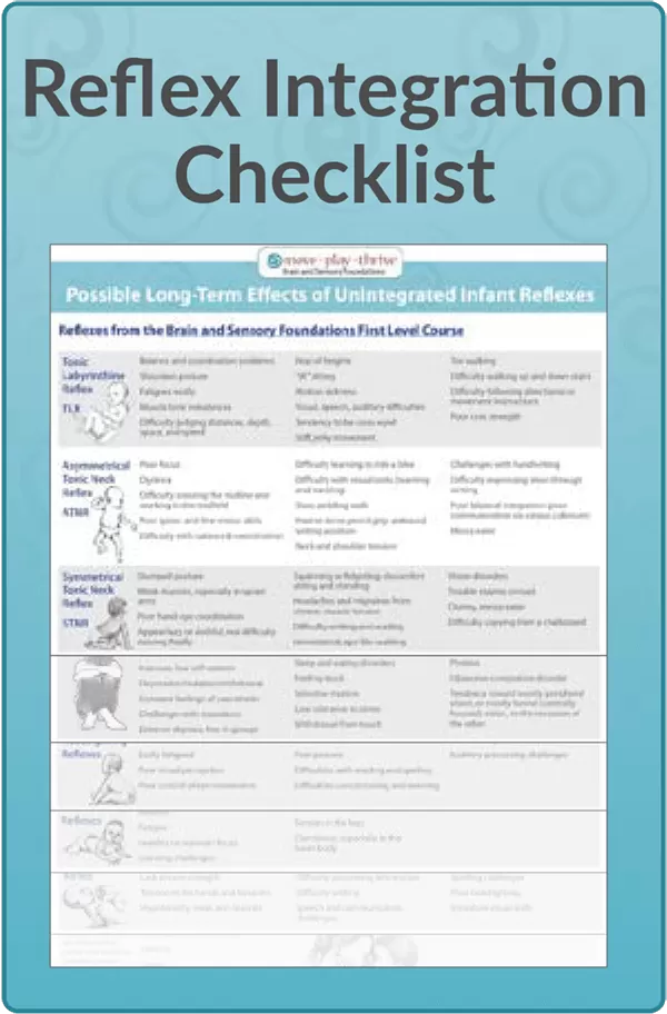 Chart of possible long-term effects from unintegrated primitive reflexes.