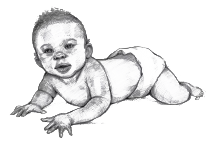 Drawing of an infant in prone with head lifted