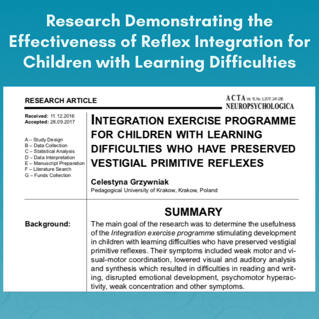 Integration Exercise Programme for Children with Learning Difficulties Who Have Preserved Vestigial Primitive Reflexes
